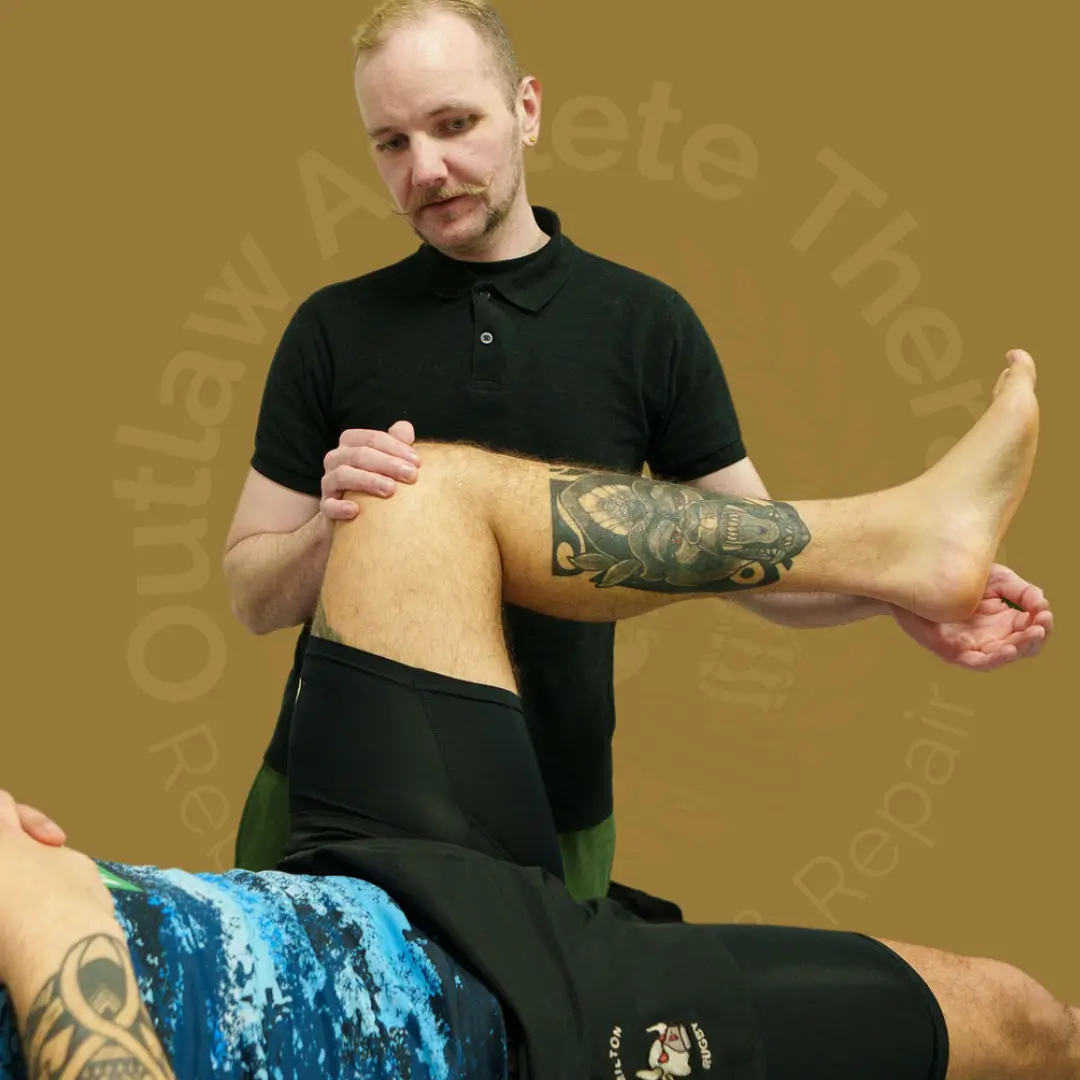 leg and hip manual therapy movements on client