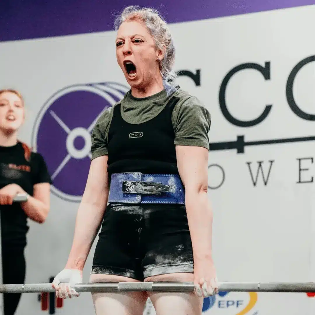 image of scottish female powerlifter deadlifting at competition